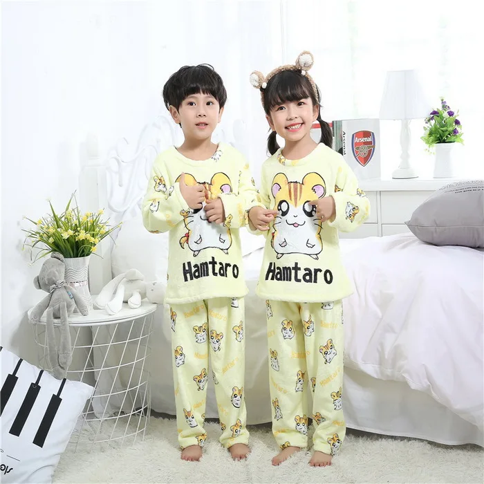 Зимняя детская флисовая Пижама теплая фланелевая одежда для сна одежда для отдыха для мальчиков и девочек коралловые детские пижамы Домашняя одежда пижамные комплекты HX1270 - Цвет: style 20