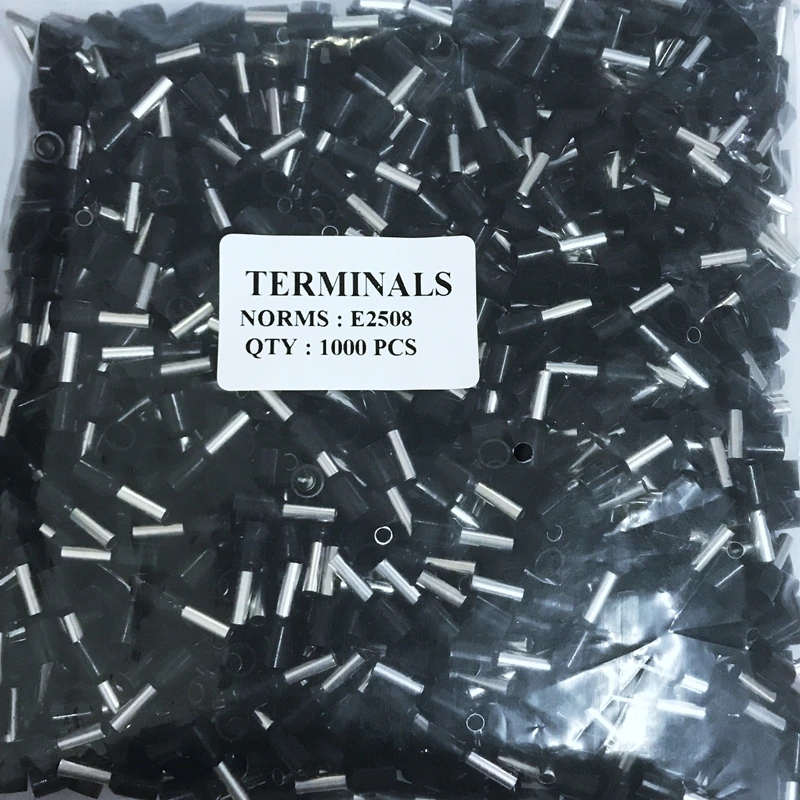 Terminal Connector 100PCS E2508 Tube insulating terminals AWG 14 Insulated Cable Wire 2.5mm 2 Connector Insulating Crimp
