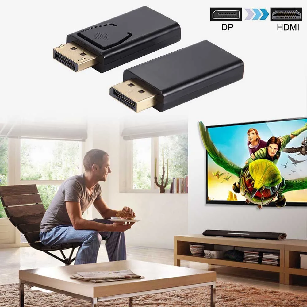 New Hot 2Pcs Display Port to HDMI Male Female Adapter Converter DisplayPort DP NV99 |