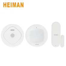 HEIMAN Smart Gateway ZigBee Wireless Door Window Sensor and Smart Motion Infrared Sensor Detector Security Alarm Kit Set-HS301