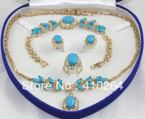 

$wholesale_jewelry_wig$ free shipping Bridal jewelry stone stone 14 Gold-plated necklace earring rings bracelet set