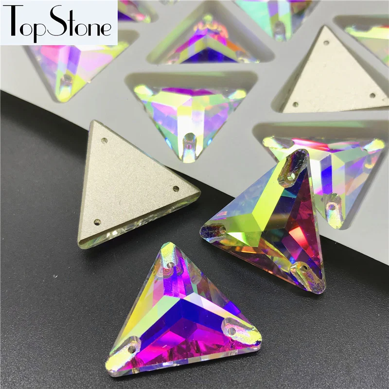 

K9 Sew On #3270 AB Crystal Triangle Sew On Stones Flatback 12 16 22 mm Sewing Glass Crystal Beads For Dress Jewelry