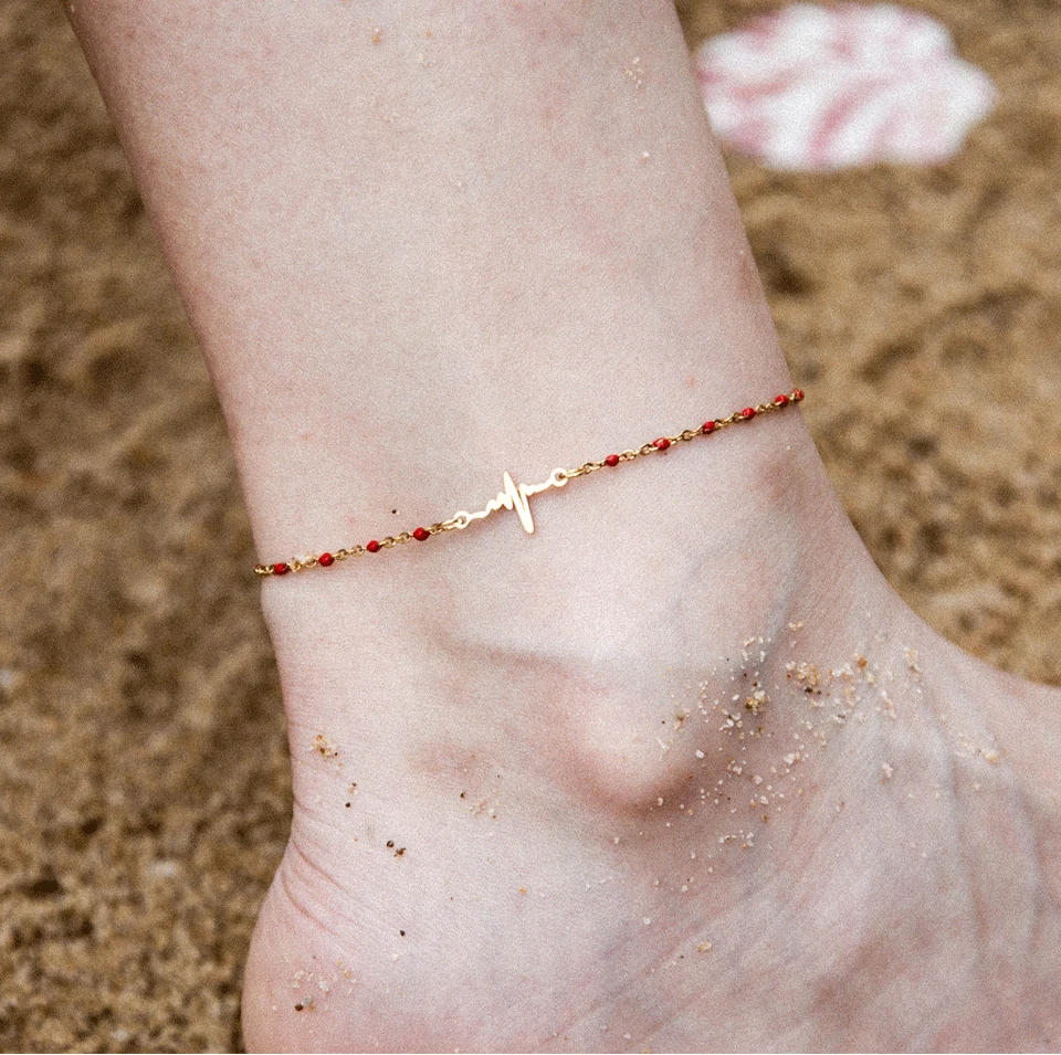 Fashion Colorful Stainless Steel Anklet Women's Beads Gold Pendant Barefoot Sandals Beach Bracelet Foot Jewelry Accessories