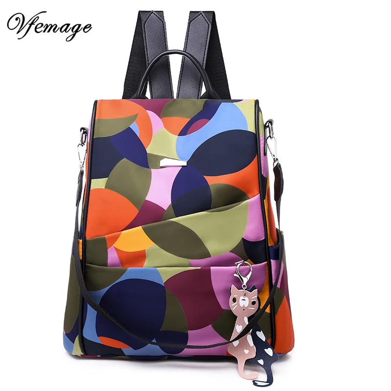 

Vfemage 2019 Multifunctional Women Backpack Oxford Anti Theft female Backpack schoolbags for Teenage Girls Small bags Sac A Dos