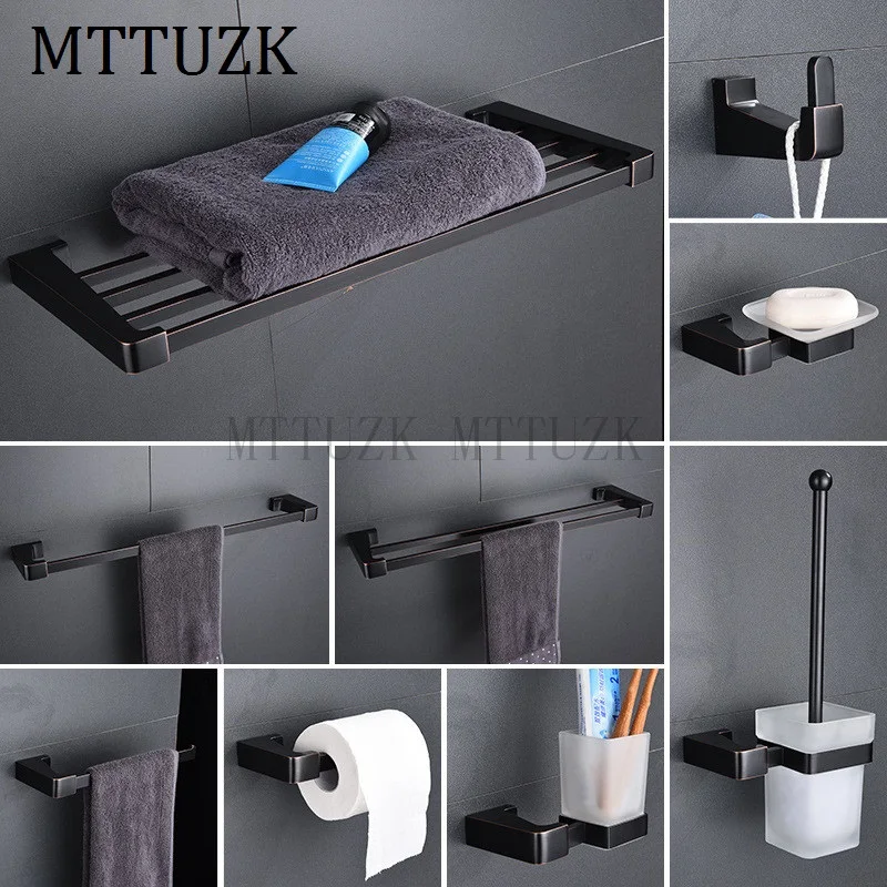 MTTUZK бронзовая вешалка для полотенец полка латунная матовая черная фурнитура