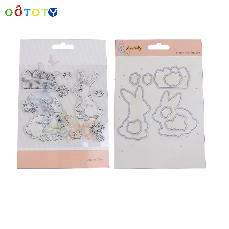 

Mroowvibes Rabbit Silicone Stamp Cutting Dies Stencil Frame For Scrapbook Album Decor Craft