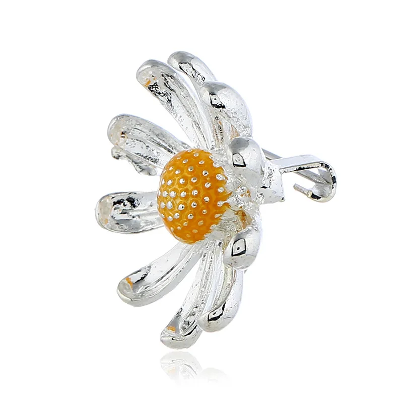 Enamel White Sun Flower Brooches Corsage Daisy Clothes Accessories