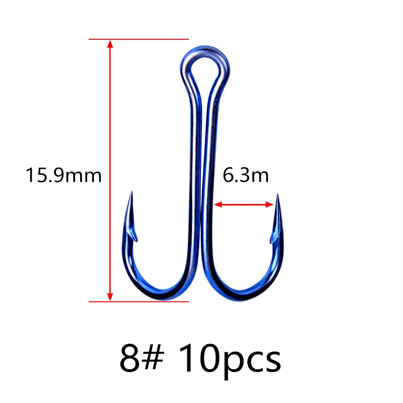 Balleo, прочные рыболовные крючки из углеродистой стали, крюки для ловли нахлыстом, двойной крючок для приманки, рыболовные аксессуары, рыболовные снасти - Цвет: 8