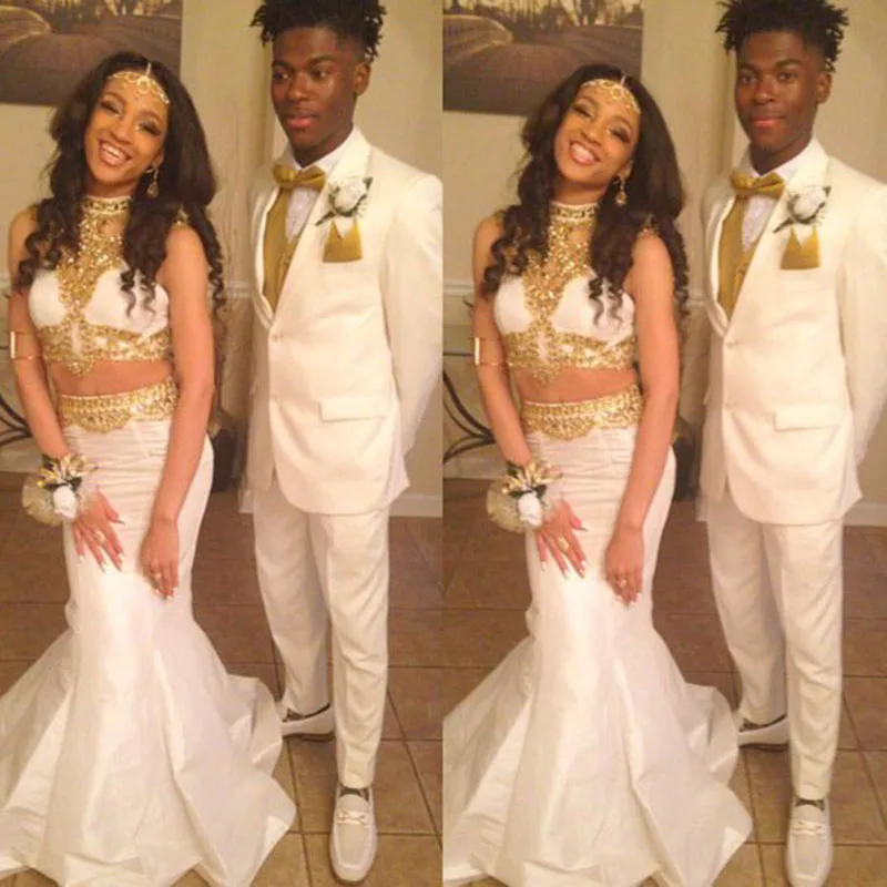gold and white prom