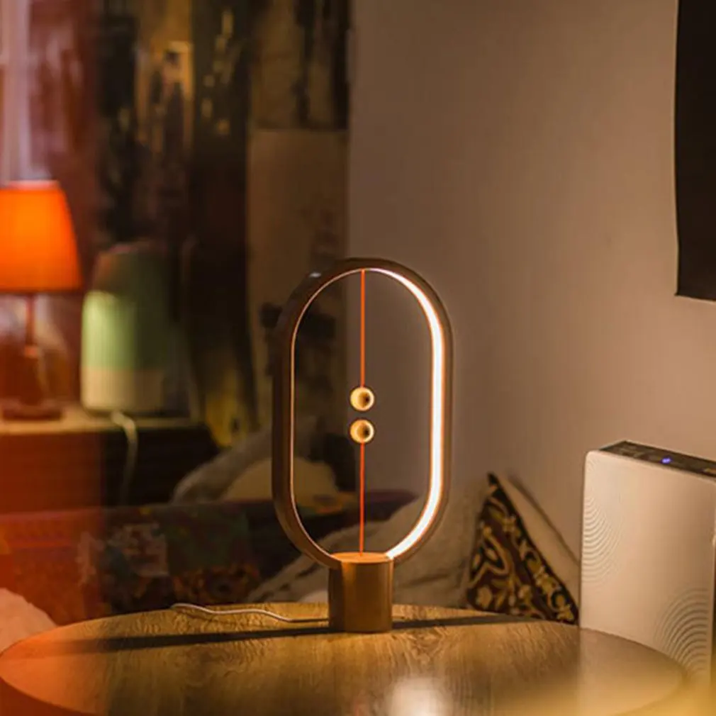 

Creative Magnetic Lamp Balance Lighting Lights LED Ellipse Desk Lamp Magic Floating Balls Switch Eye Protection Christmas Decor