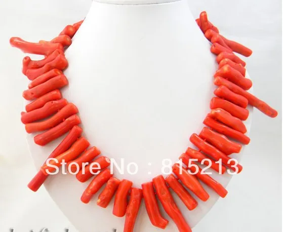 

ddh001684 7mmx60mm Red Dendritic Coral Necklace