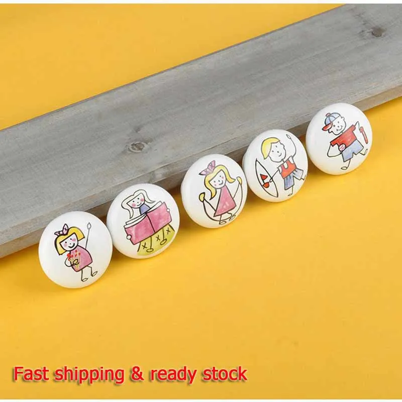 

Ceramic single hole furniture handle drawer cabinet children's desk knobs