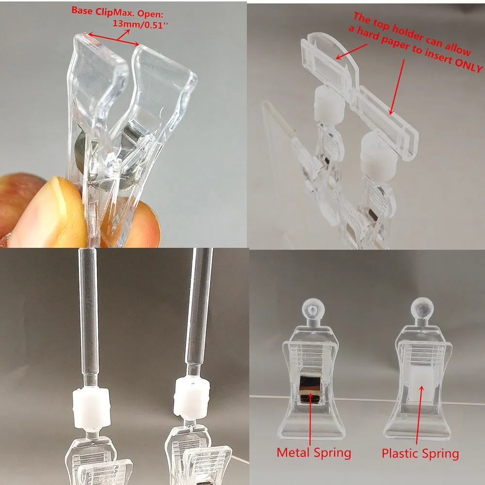 Ясно H64mm поп товаров Пластик знак Бумага карты Дисплей ценник продвижение небольшой Зажимы держатели в розничный магазин 20 штук