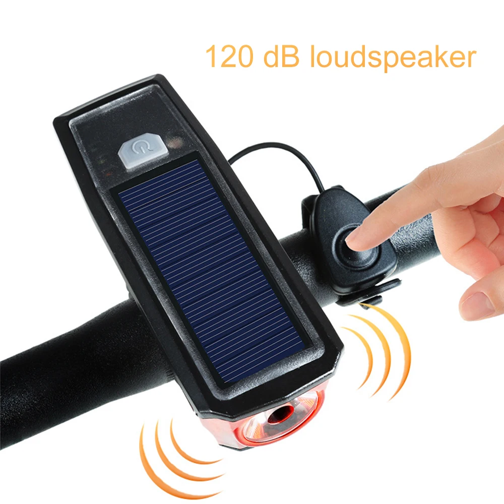 

2019 NEW Mountain Bike Headlight Strong Light Solar USB Charging with Electronic Horn Headlight and Taillight Durable Waterproof