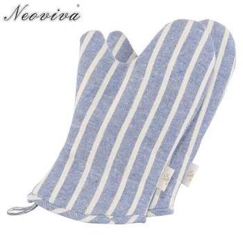 

Neoviva Durable Denim Quilting Child Oven Gloves, Set of 2, Style Sunny, Chalk Striped Cosmic Sky Blue Microwave Kitchen Gloves