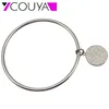 Round Pendant with All Crystal Cuff Bangles Metal 70/65/60mm inside of diameter Bracelets Arm Open Bangles for Women Men 1