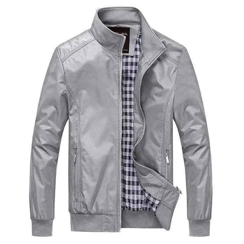 

2019 New Men Jacket Spring Autumn Solid color Casual M-5XL 6XL Outerwear Mandarin Collar Clothing
