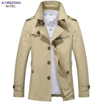 

2018 New M-5XL mens long sleeve cotton trench coats casual mens brand turn-down collar outerwear mens fashion clothing