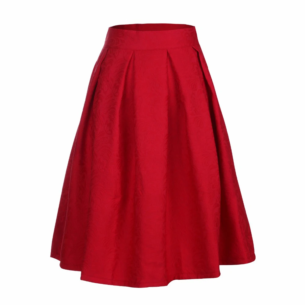 2016 Women Midi Skirt High Waist Skater Tutu Skirts Pleated Summer ...