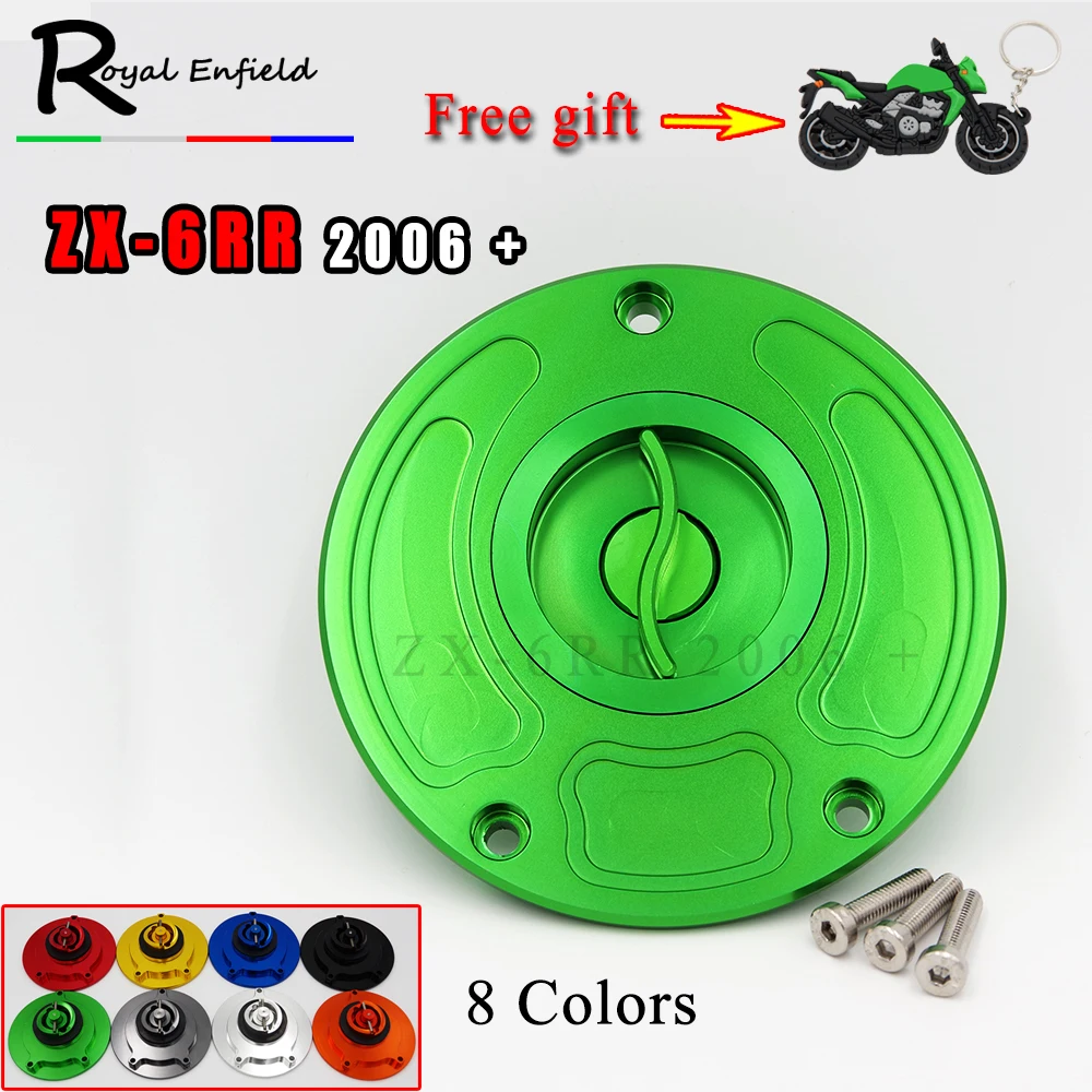 

For Kawasaki ZX-6RR ZX 6RR ZX6RR 2006 + CNC Aluminum Keyless Motorcycle Accessories Fuel Gas Tank Cap Cover