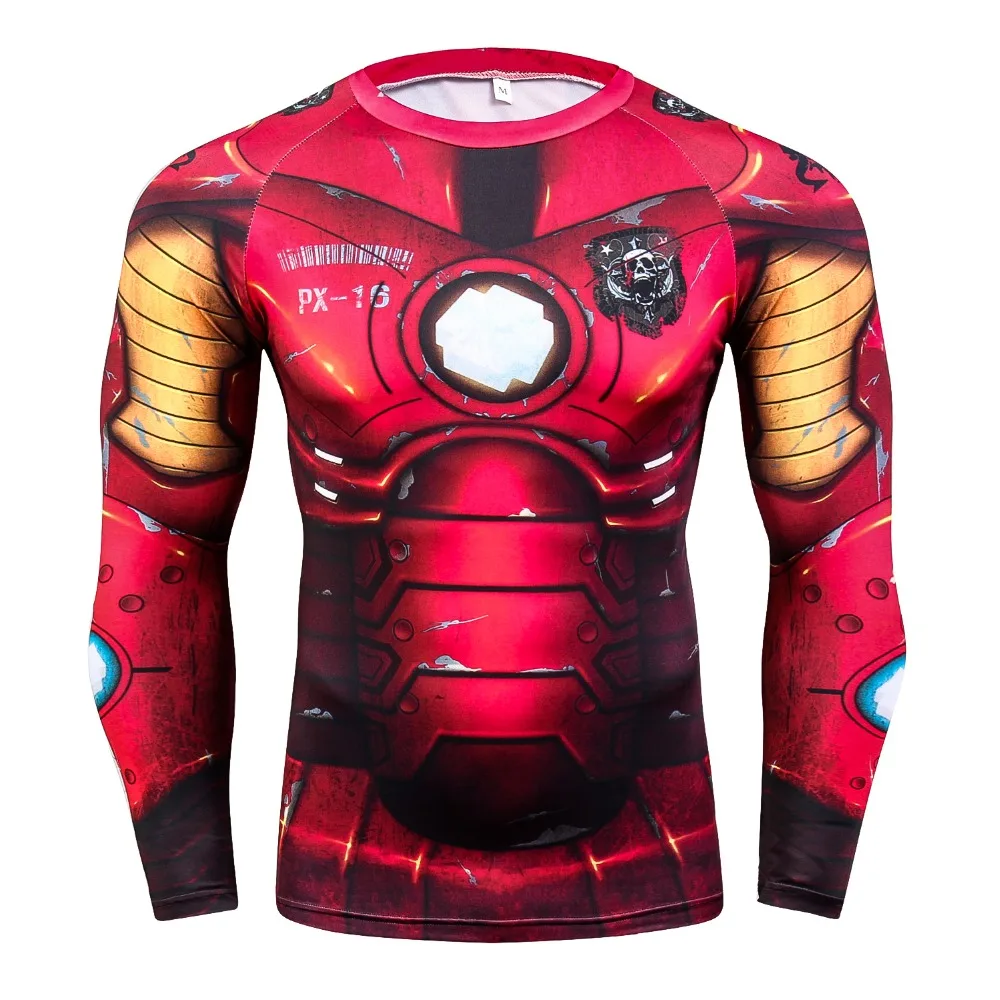 Marvel Comics Ironman Cosplay Costume Men T Shirt Crossfit Fitness