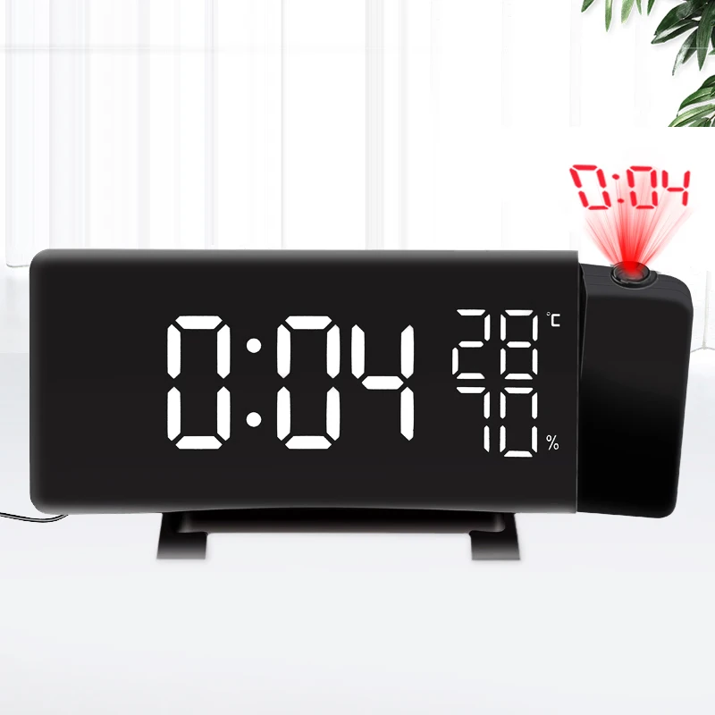 Вращающийся проекционный цифровой светодиодный часы температура/гигрометр часы FM радио электронные часы настольные изогнутый экран Будильник