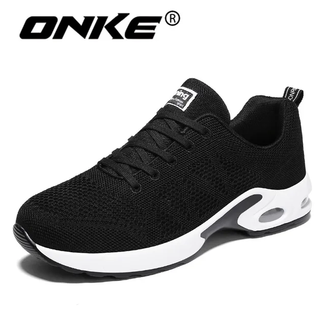 Onke Neue Stil Laufschuhe für Männer Super Cool Schwarz Herren Fitness & Laufschuhe mit Gel Dämpfung Turnschuhe