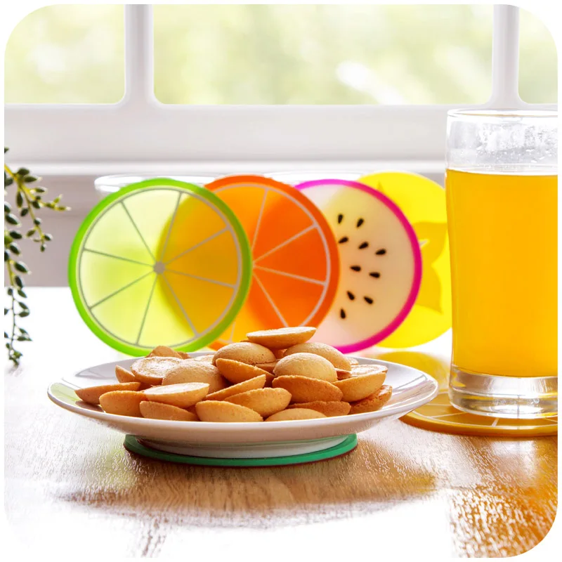 6pcs Fruit Cup Pad Placement Coaster Table Decoration Set Lemon Watermelon Stationery Office Accessories School Supplies F5187
