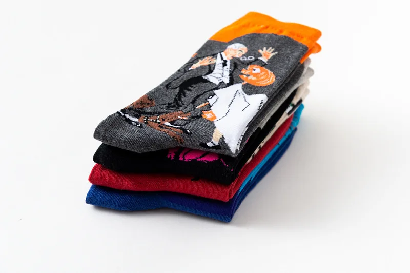 Мужские новые модные носки в европейском стиле хлопковые цветные носки в стиле ретро с рисунком граффити забавные повседневные винтажные носки знаменитостей в деловом стиле