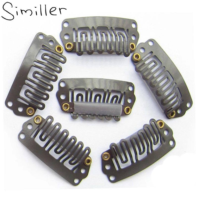 

Similler 100pcs/lot 28mm U Shaped Snap Clips For Hair Extensions Clip With Silicone Back Clips For Weave Wig Accessories