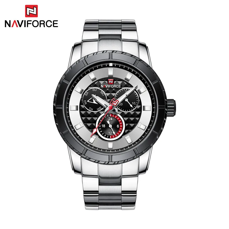 Relogio Masculino NAVIFORCE мужские часы лучший бренд класса люкс спортивные водонепроницаемые военные наручные часы стальной ремешок кварцевые мужские часы 9145 - Цвет: NA914505