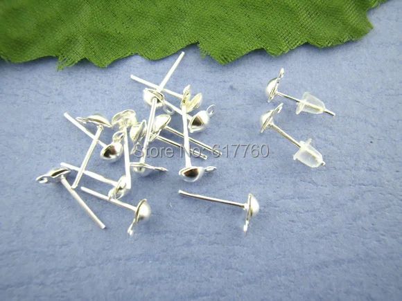 

Free Shipping! 400PCs Silver Plated Earring Post Finding 12mm (E00415)