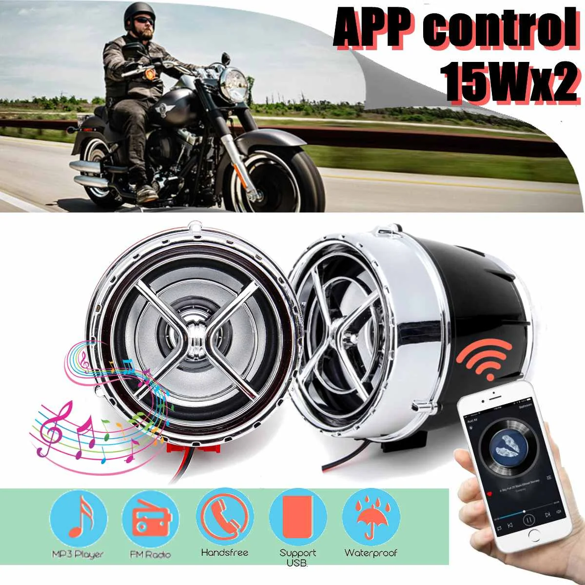 

Motorcycle MP3 Music Player Motorcycle Audio Handsfree bluetooth Stereo Speakers FM Radio Waterproof Sound System Accessories