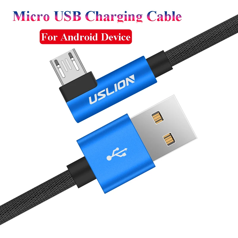 USLION 90 درجة المصغّر usb كابل 2A سريع شاحن سامسونج Xiaomi هواوي الروبوت كابل الهاتف المحمول كابل للأندرويد جهاز