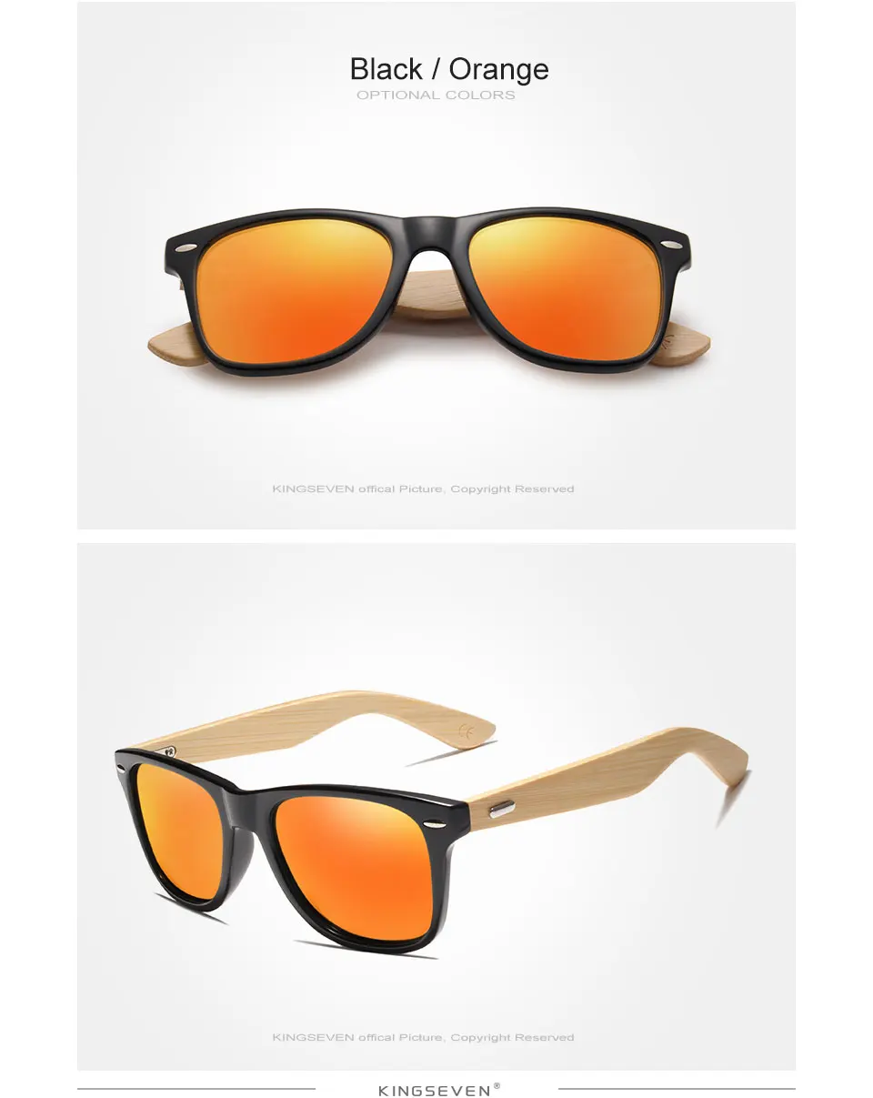 Бамбуковые солнцезащитные очки для мужчин и женщин, все в KINGSEVEN, дизайнерские солнцезащитные очки, поляризационные винтажные дорожные очки, зеркальные линзы