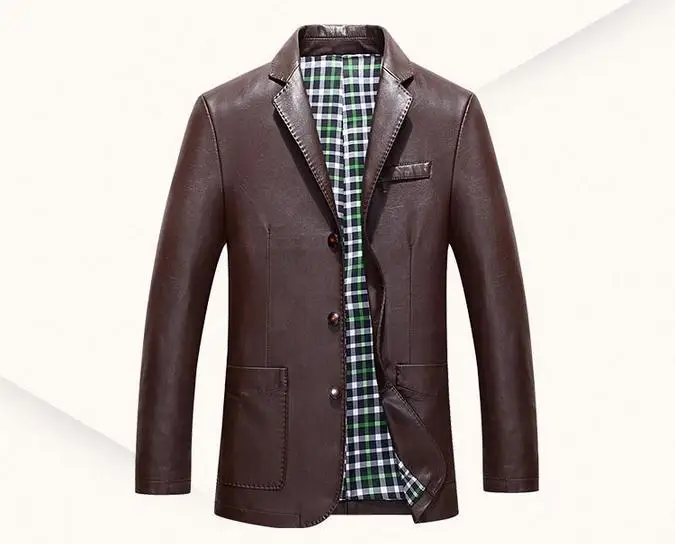 

Fleece Leather Jacket Hot Sale Fall Fashion Men's Brown Color Leather Jacket Men's Casual Wear Top Quality Size M-xxxl Wholesale