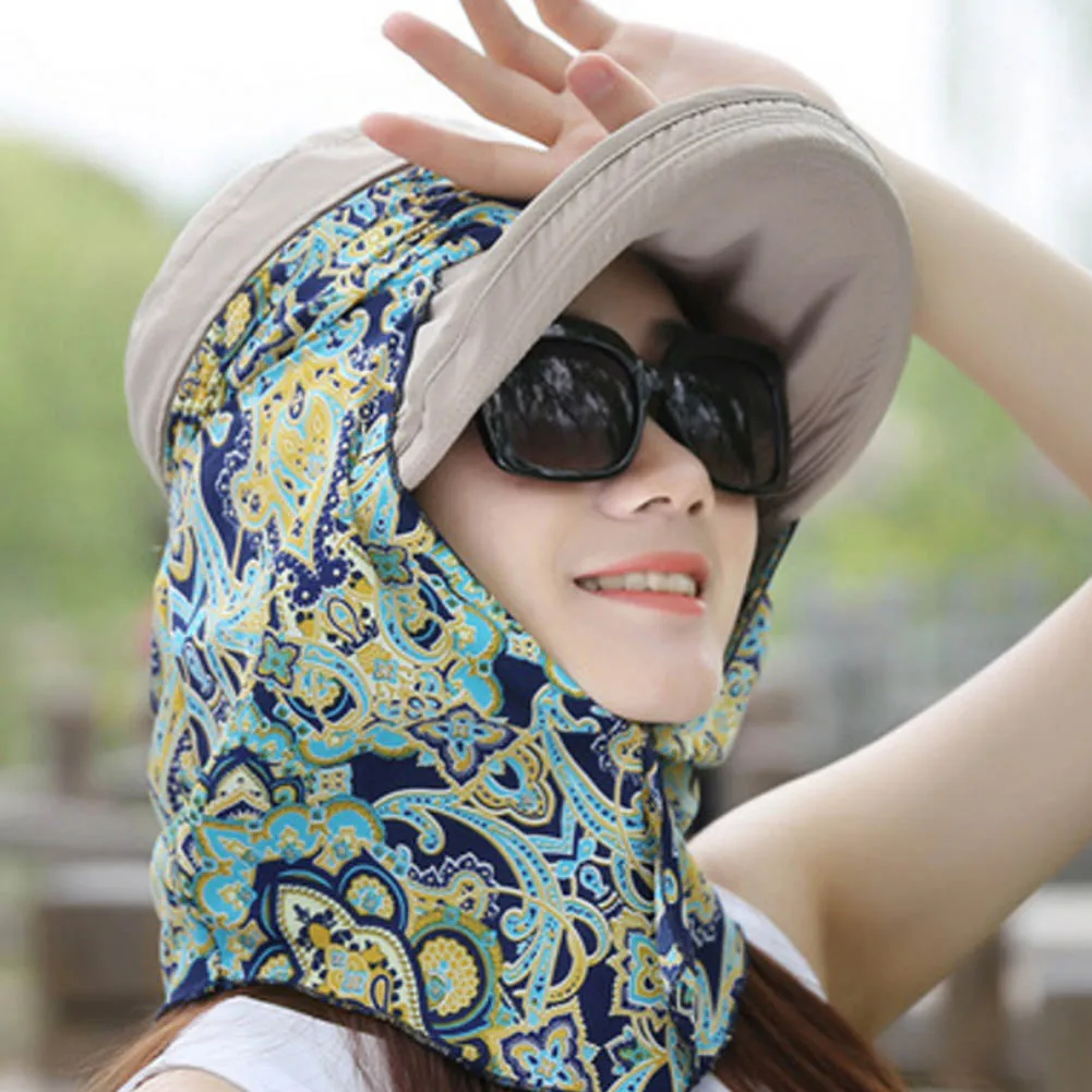 Women Foldable Wide Large Floppy Beach Hats  Outdoors Visors Cap Sun Collapsible Anti-Uv Hat