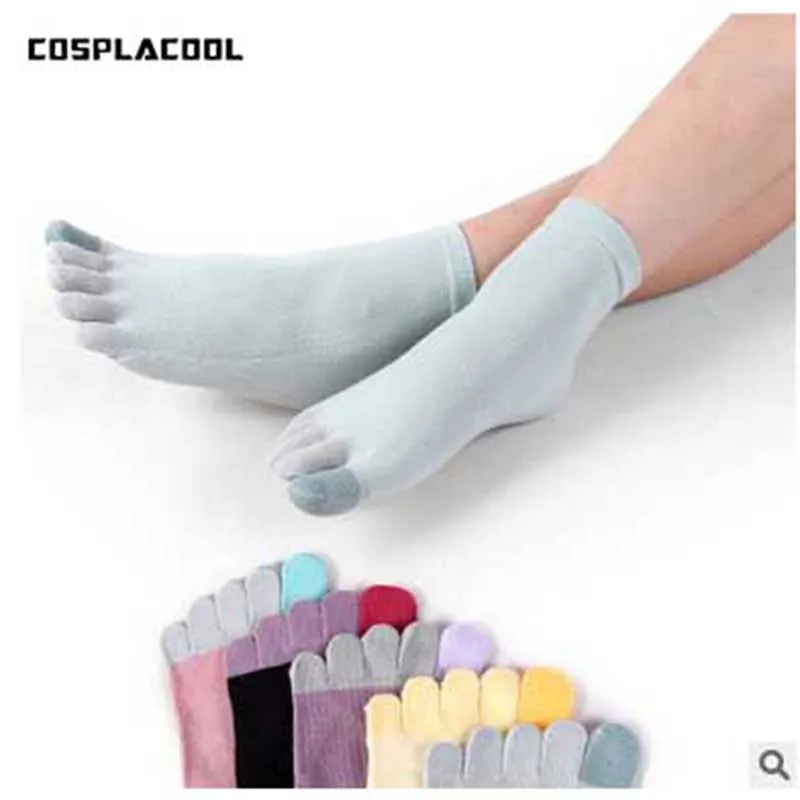 

[COSPLACOOL]Five Fingers Colorful Japan Meias Creative Harajuku Cotton Socks Women Fashion Points Five Fingers Calcetines Mujer