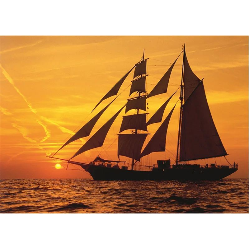 Needlework Full Square&ampRound Creative Diamond Embroidery Sunset Sail Boat 5D Diy Painting Cross Stitch Mosaic | Дом и сад