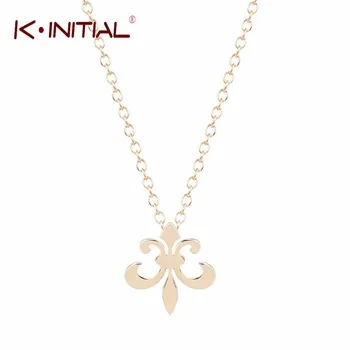 1Pcs Gold Silver Plated Fluer De Lis Necklace French Flower Fleur De Lis Lys Lily Pendant Gothic Necklaces Jewelry Fleur De Lis