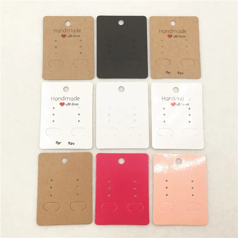 

100Pcs/lot 6.5x5cm Multi Color Craft Paper Cute Stud Earring Ear Drop Hang Tag Card For Jewelry Accessory Packing Display Cards