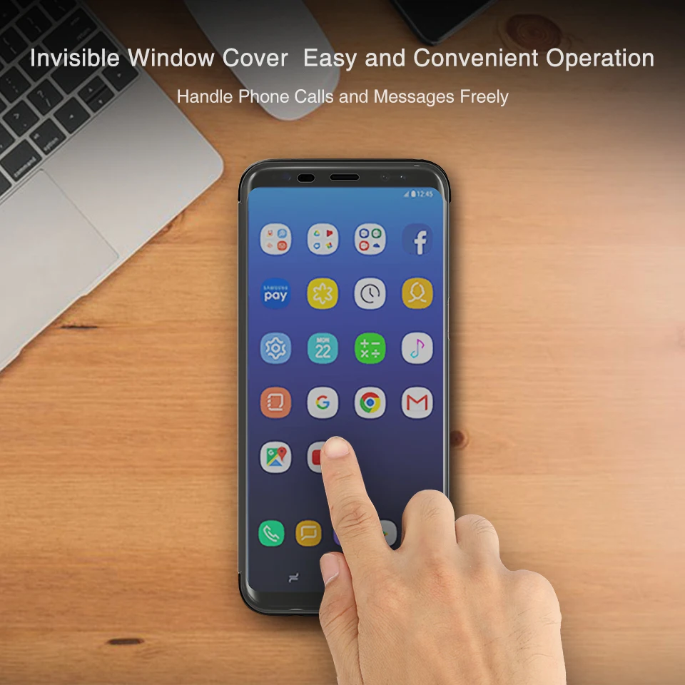 Easyacc для samsung Galaxy S8 Dr. v Серия откидная крышка невидимое окно Полный экран Защита телефон флип чехол для Galaxy S8 plus