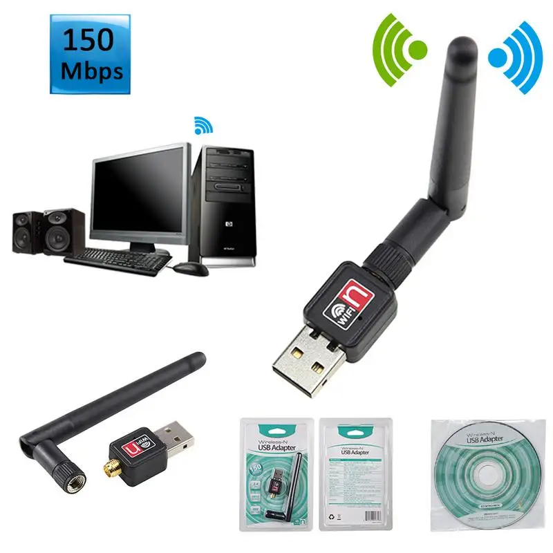 Ralink5370 Chip 150Mbps USB Wireless Network WiFi Dongle Adapter 2dBi Antenna