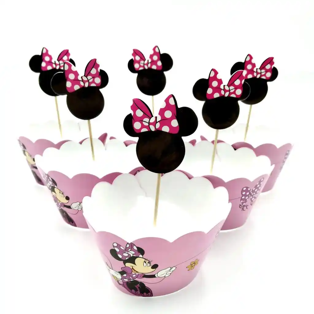 24pcs Wrappers Toppers Disney Minnie Mickey Mouse Design Colored