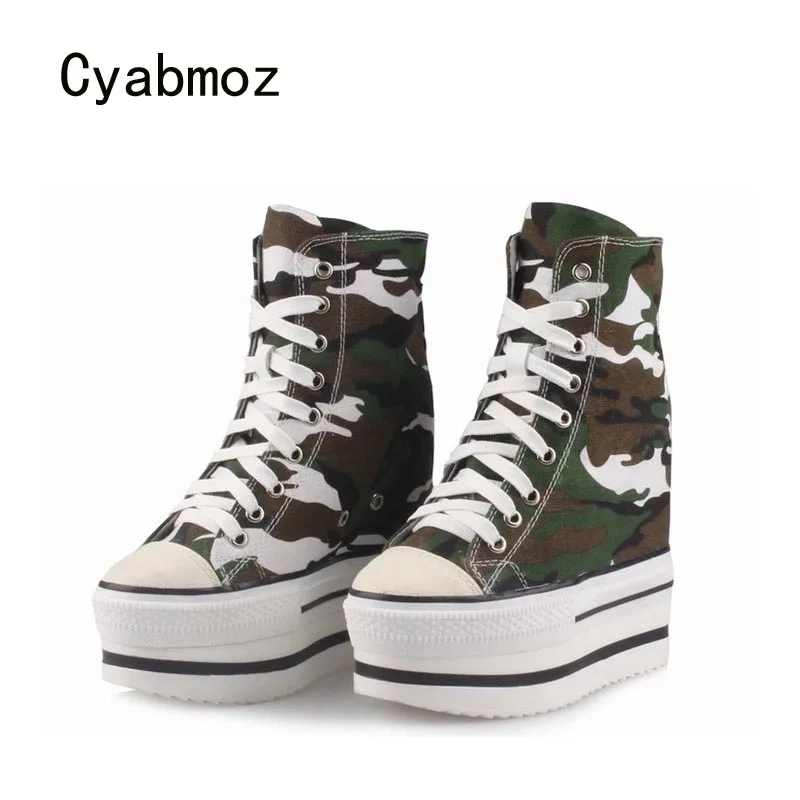 

Туфли Cyabmoz женские на платформе и высоком каблуке, модные пикантные холщовые туфли, визуально увеличивающие рост, на шнуровке