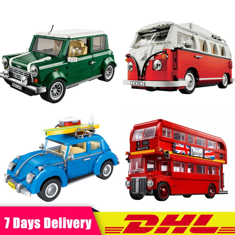 

DHL Creator Series T1 Camper Van The London Bus Set Car Model Building Blocks Bricks Compatible 10220 10242 10252 10258