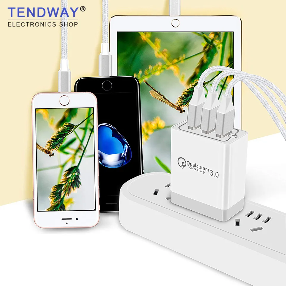 

Tendway Fast Multi USB Mobile Phone Charger Qc 3.0 Travel USB Wall Charger Quick Qc 2.0 Portable 3 Port Mobile Phone USB Charger