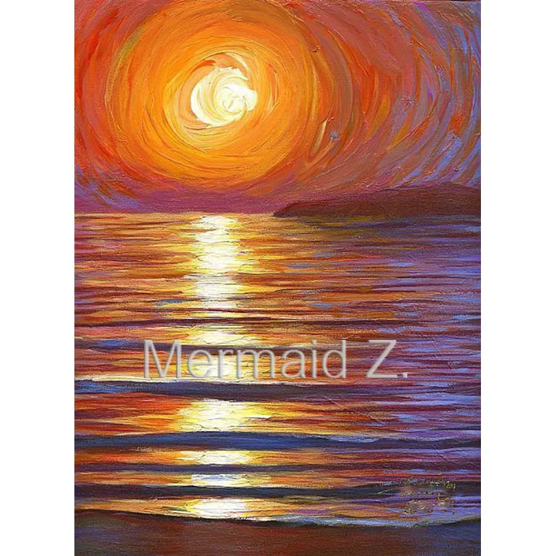 

hand-painted abstract oil painting Dusk On The Ocean painting Palette knife impressionism fine art impasto on canvas Living room