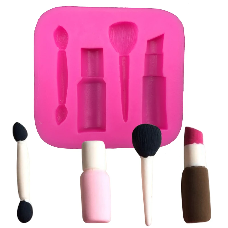 Cosmetic makeup lipstick Shape 3D fondant cake silicone mold for