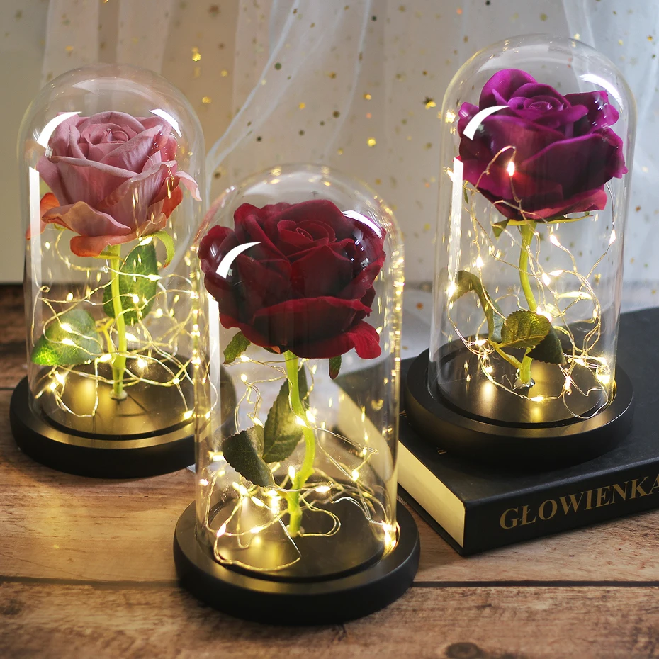 Led Eternal Flower Immortal Flora Light Up Dome Beauty And The